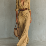 Matilda – Vestido Longo Maxi com Colarinho e Cinto