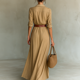 Matilda – Vestido Longo Maxi com Colarinho e Cinto